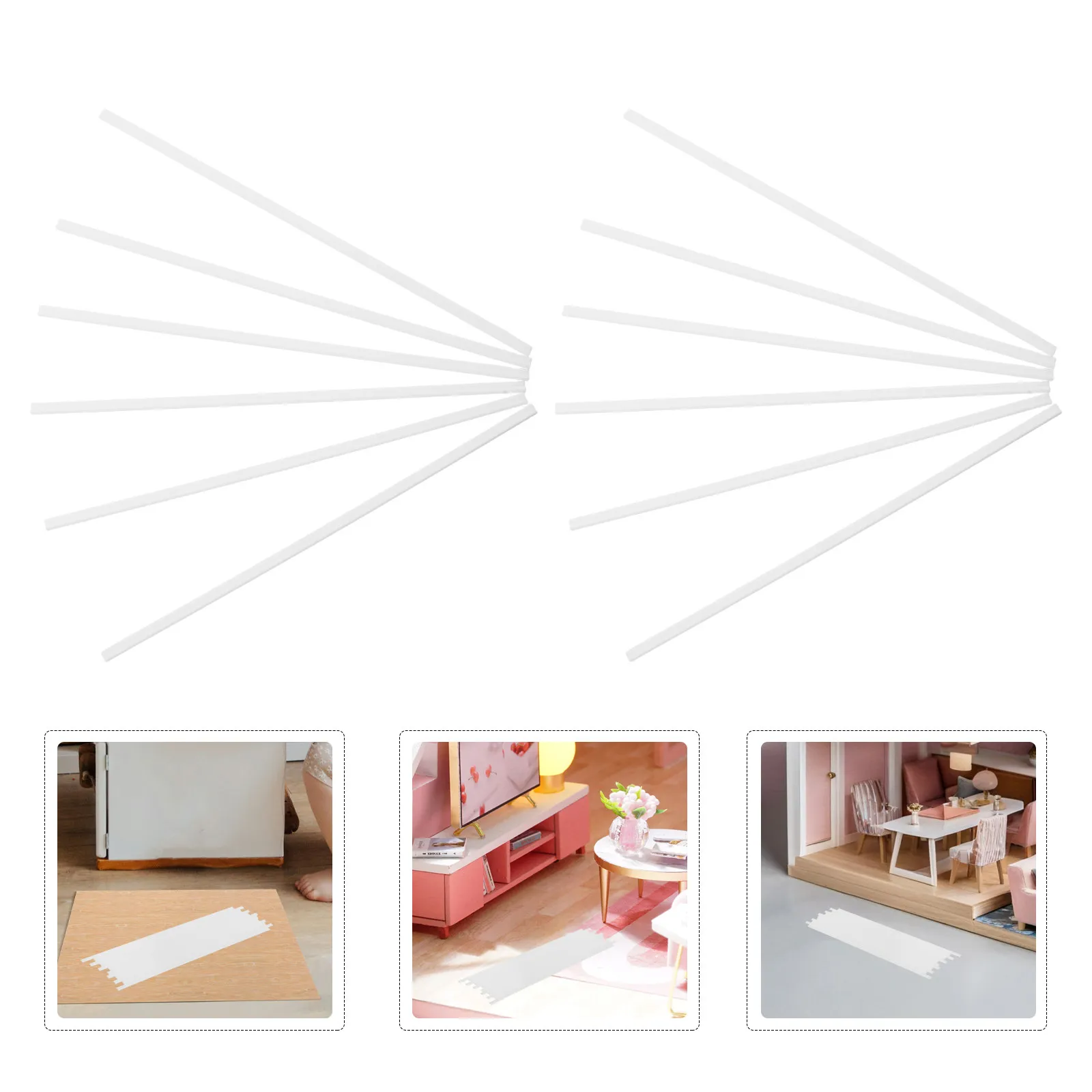 

12Pcs Miniature Wall Moulding Trim Strips for Dollhouse Interior Decoration Realistic Architectural Detail Finishing Corner Long
