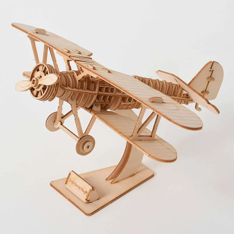 Laser Cutting DIY Sailing Ship Train Airplane Toys 3D Wooden Puzzle Toy Model Kits Desk Decoration for Children Kids YHN