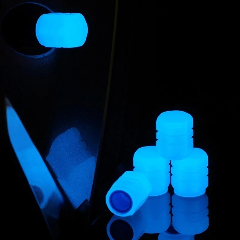 4/8/12/20pcs Luminous Car Tire Valve Caps Fluorescent Motorcycle Bicycle Wheel Tyre Hub Night Glowing Cap Tire Valve Cover Decor