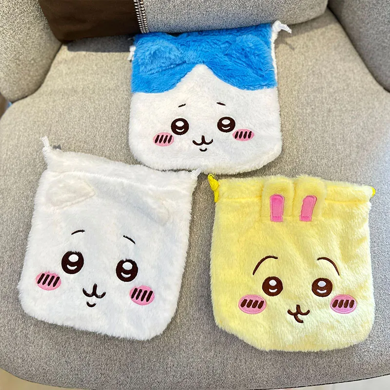 Kawaii Plush Chiikawas Drawstring Bag Small Gift Packaging Loss Prevention Anime Portable Travel Storage Neat Durable Sturdy