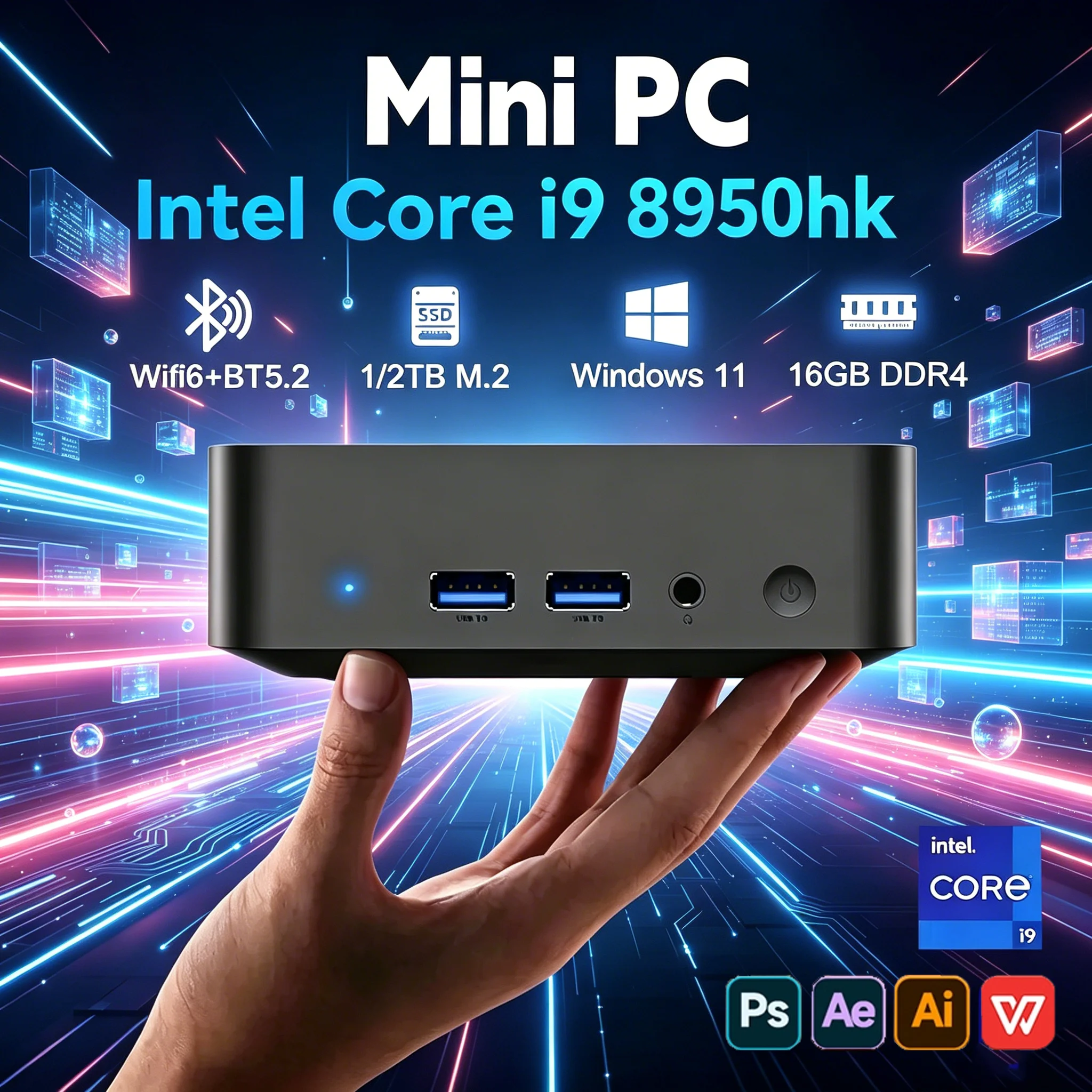 2026 MINI PC Windows 11 Intel Core  i9 8950HK MINI PC 16GB DDR4 2048GB SSD  WIFI 6 BT5.2 Gaming MINI PC