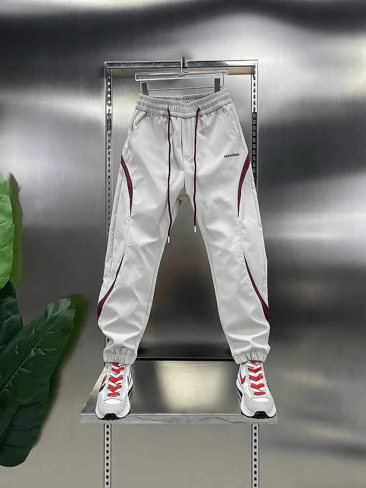 

Мужские повседневные брюки Slim Fit для весны и лета, с цветными блоками, удобные, с эластичным поясом, спортивные, рабочие, укороченные (длиной 7/8)