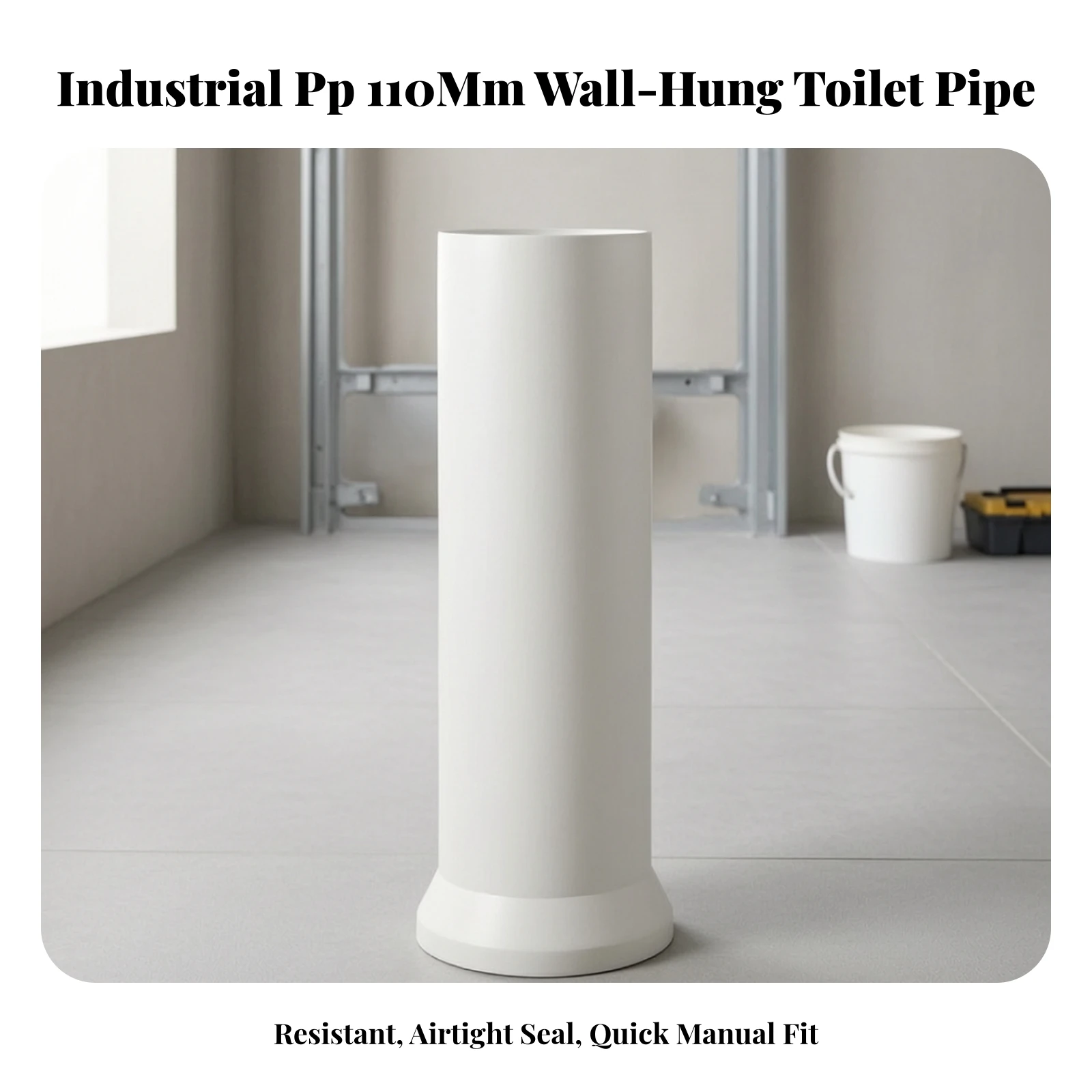 DN110 Straight Toilet Waste Pipe Easy to Install Toilet Waste Pipe with EPDM Rubber Seal Leak-Proof Compact
