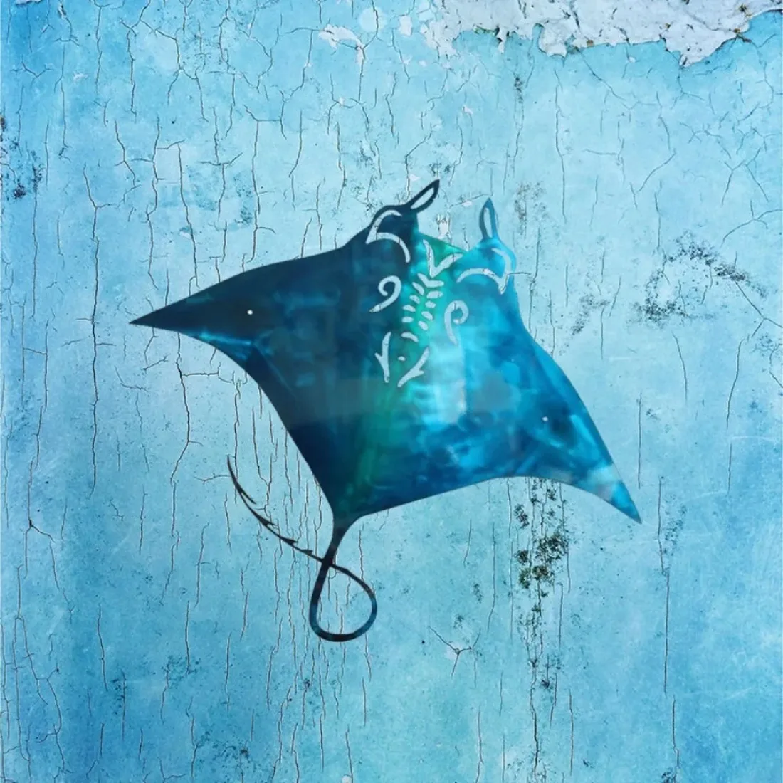 1PC Art mural en métal inspiré de l'océan, motif raie manta, décoration pour maison de plage et cadeau pour bébé