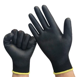 1Pair Safety Work Anti-Static Gloves PU Coated Palm Gloves Unisex Breathable Anti-Slip Repair Gloves Carpenters Supplies