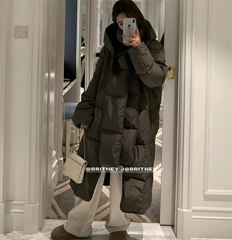 2024 Women\'s Parkas Winter Long Down Jacket Thicken Wram Loose Coat Fashion Hooded Cotton Casual Outerwear куртка зимняя женская