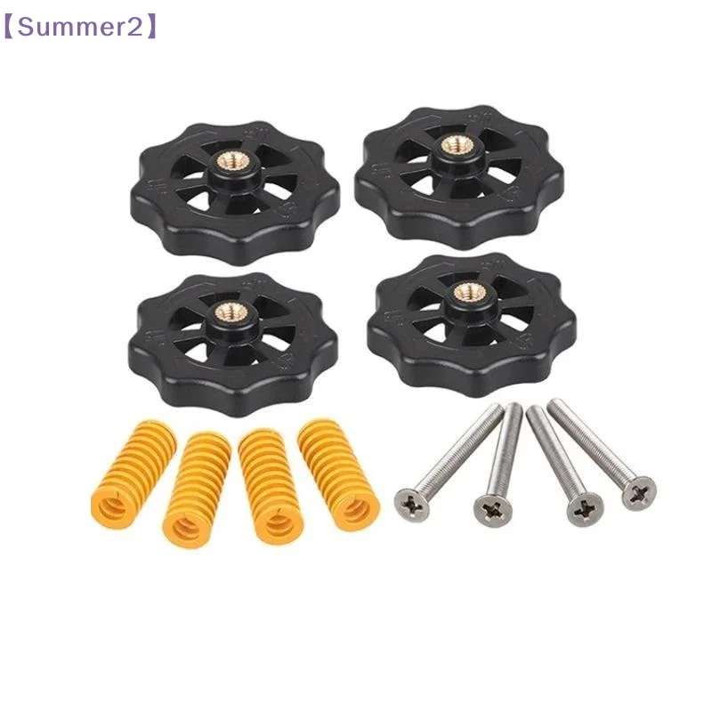 3DSWAY 3D Printer Part M3 M4 Hotbed Nut Spring Screw Leveling Kit Heated Bed Platform Level Spring Access For CR10 Ender 3〔Sum2〕