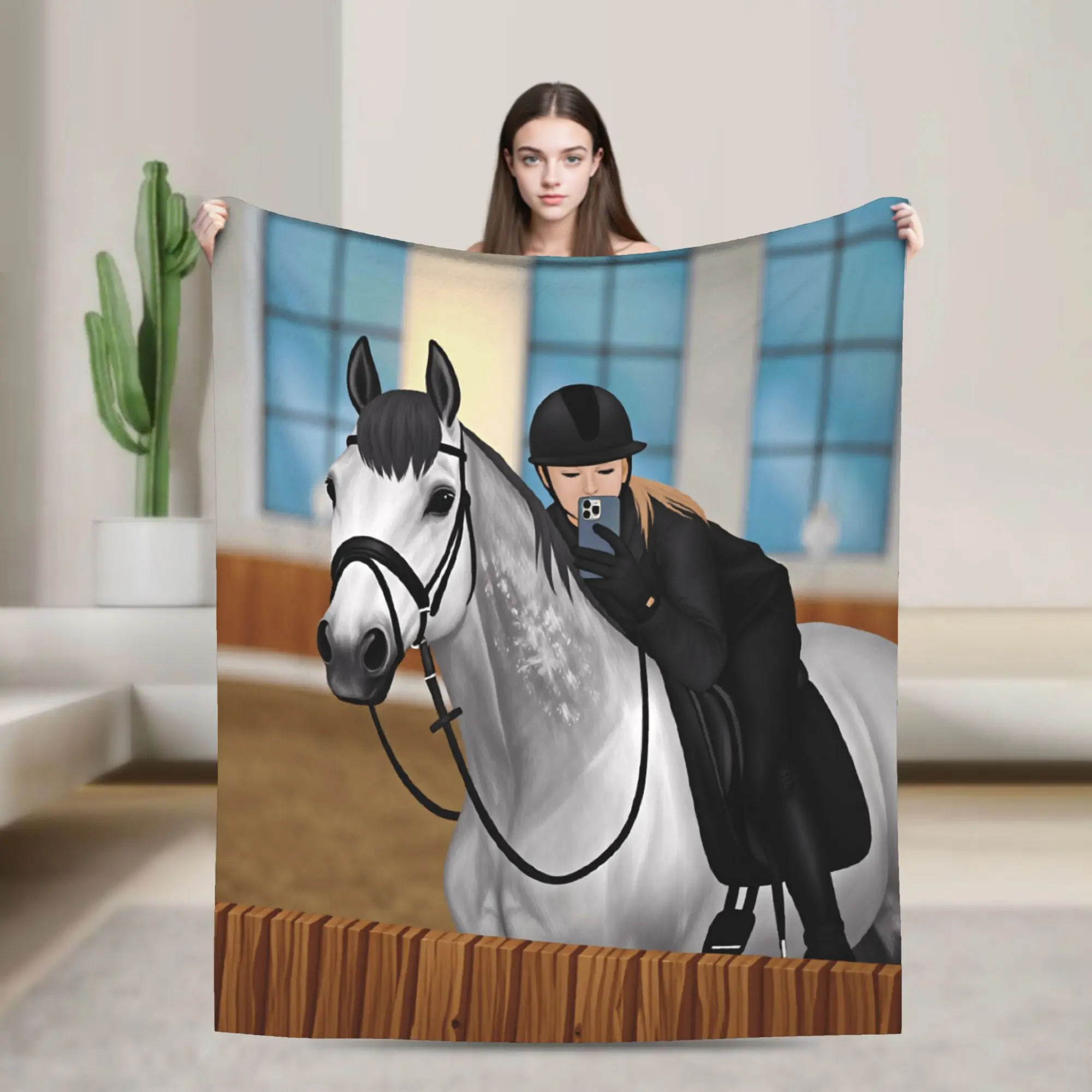 Warm Blanket Travel Office Equestrian Throw Blanket Funny  Bedspread For Outdoor
