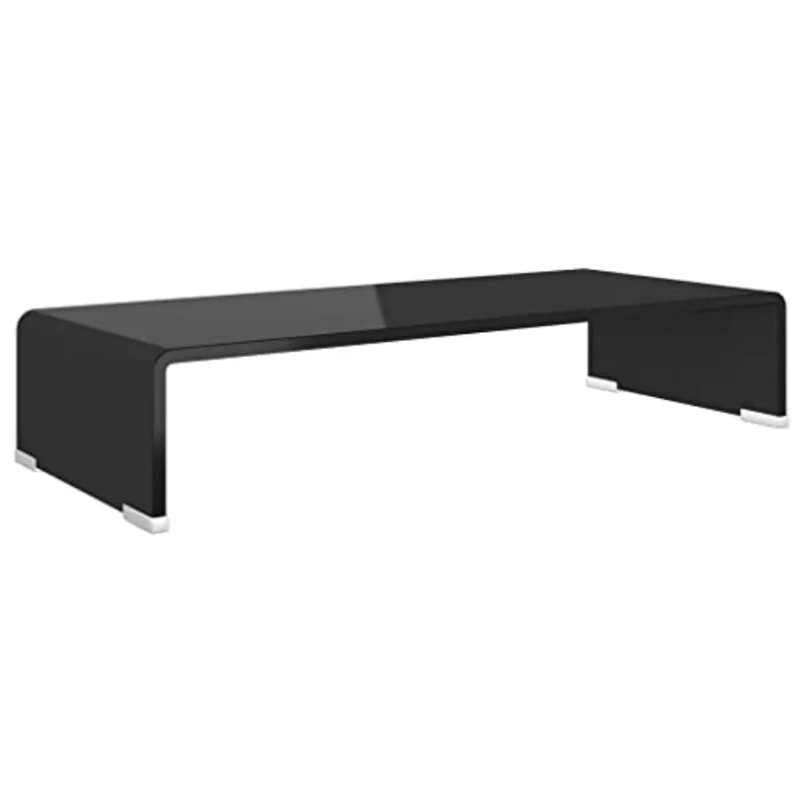 

Modern TV Stand/Monitor Riser, Tempered Glass Construction, Streamlined, Ideal for Television, Laptop, DVD Player - Easy to Cle