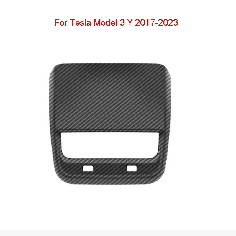 

Rear Air Vent Outlet Trim Anti-scratch For Tesla Model 3 Y 2017-2023 Car Accessories Carbon Fiber ABS USB Hole Cover