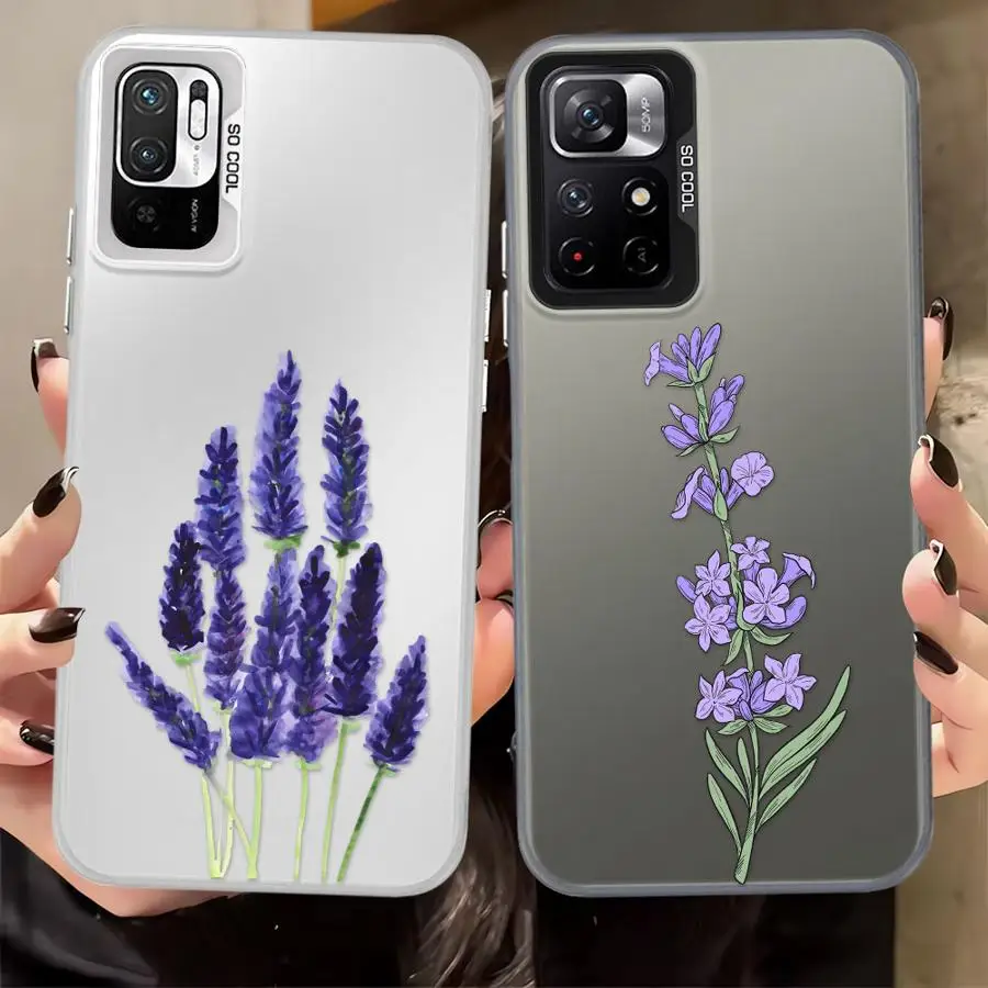 الأرجواني زهرة الخزامى عودة غطاء الهاتف القضية ل Xiaomi Poco X3 برو C50 F3 GT C51 X5 F4 X3 NFC #5