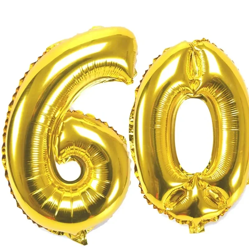 Globos de aluminio con números de 32 pulgadas, 10 20 30 40 50 60 70 80 90 años, decoración de aniversario para fiesta de cumpleaños de adultos, globo de aire