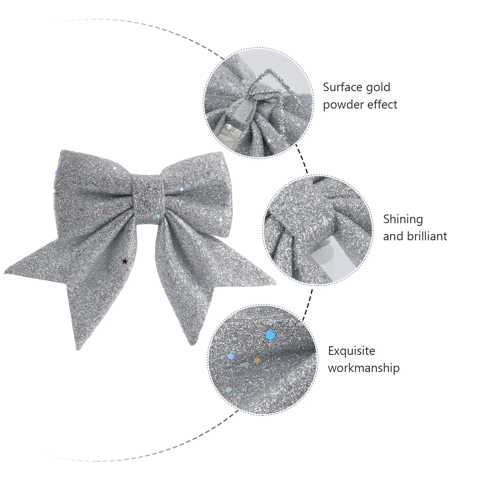 

Christmas Tree Pendants Gold Dust Bow Decorations for DIY Parties Home Decor Shining Festive Props Christmas Tree Bow