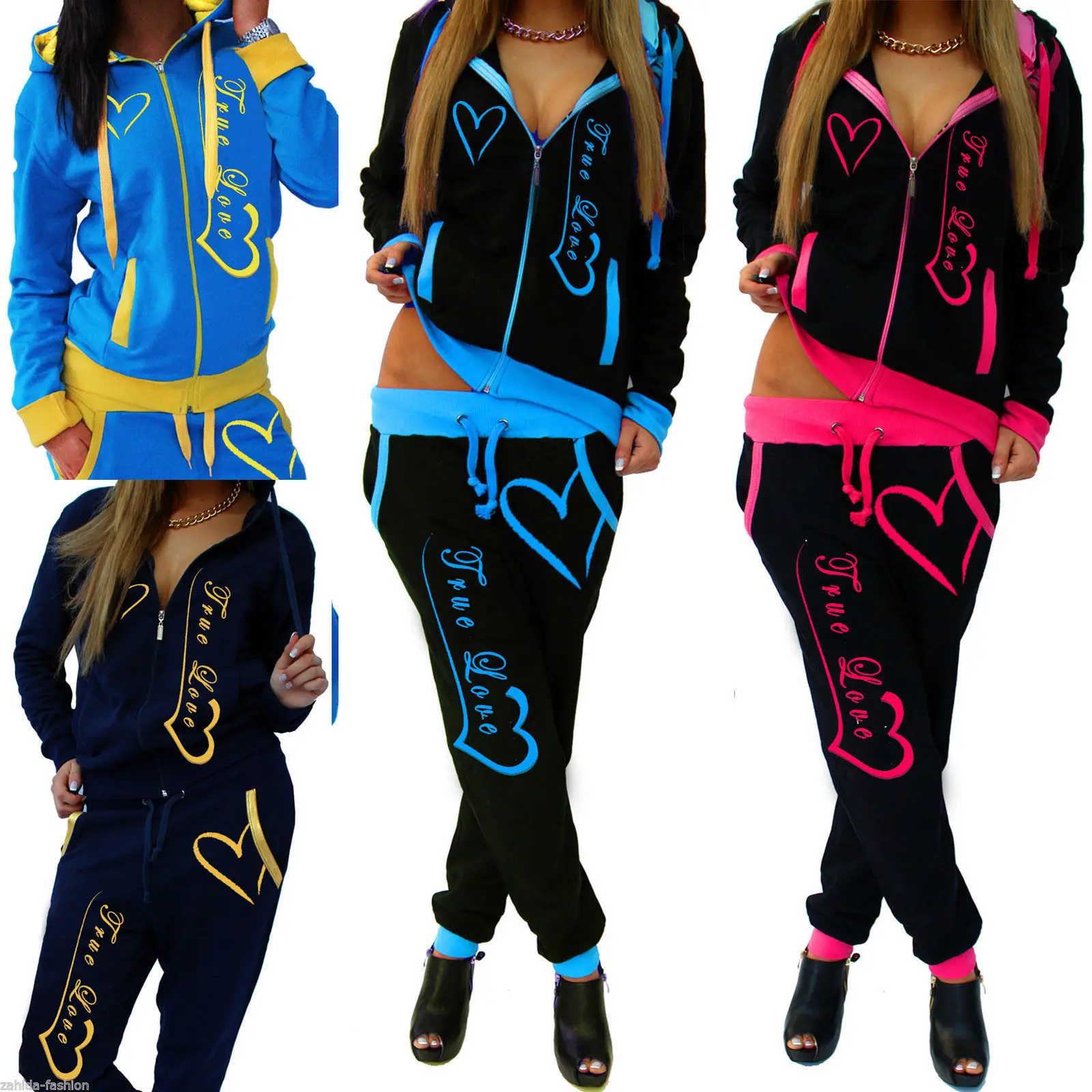 Spring Women Sport Suit Tracksuit Outfits Loose Printed Hoodie Jacket Sweatshirt+pant Running Jogger Fitness Workout Casual Set