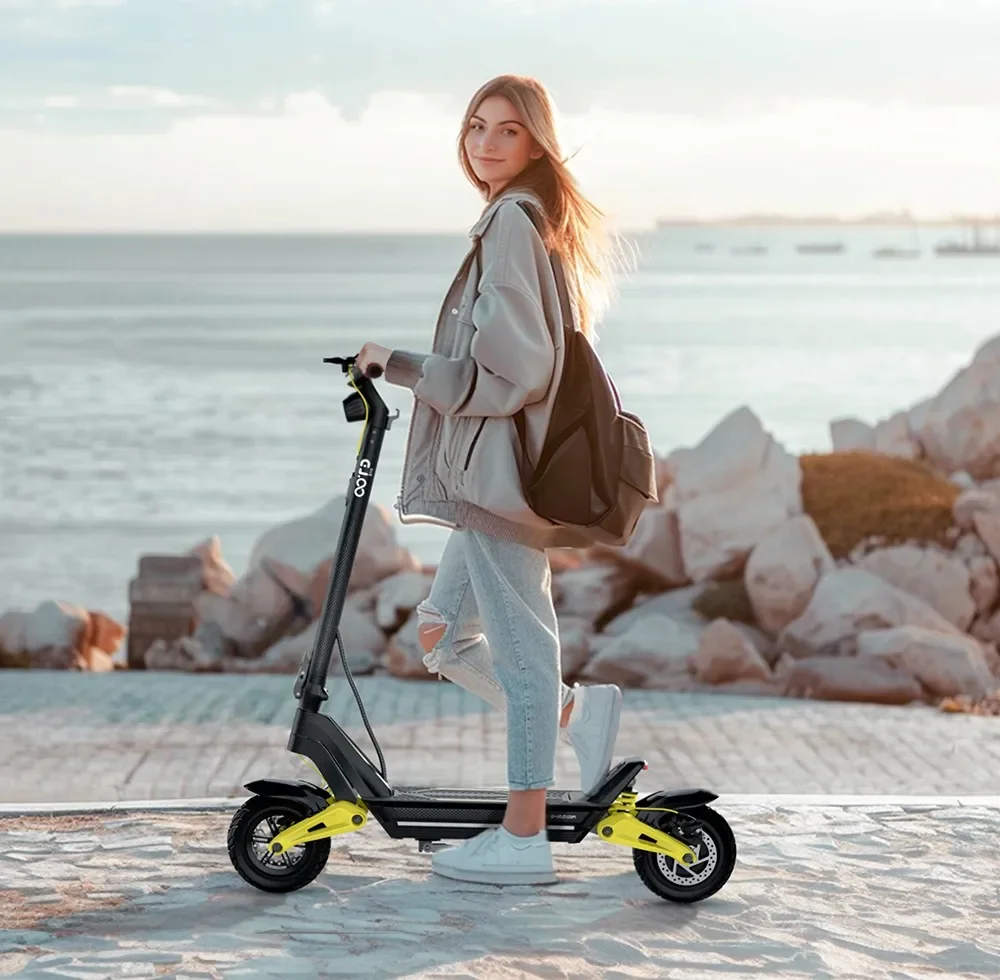 Scooter elettrico OOTD S10, motore 1400 W, pneumatici da 10 pollici, batteria 48 V 20 Ah, velocità massima 55 km/h, portata 60-70 km, freno a disco, con campanello