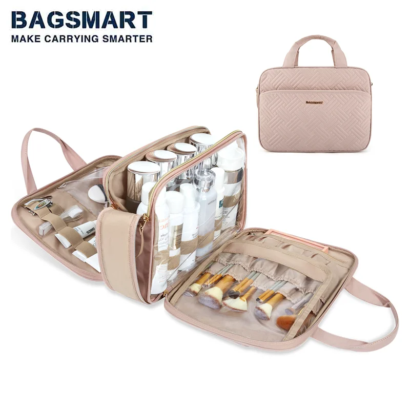 BAGSMART borsa da toilette grande borsa da viaggio per cosmetici resistente all\'acqua borsa da viaggio per accessori contenitore per Shampoo