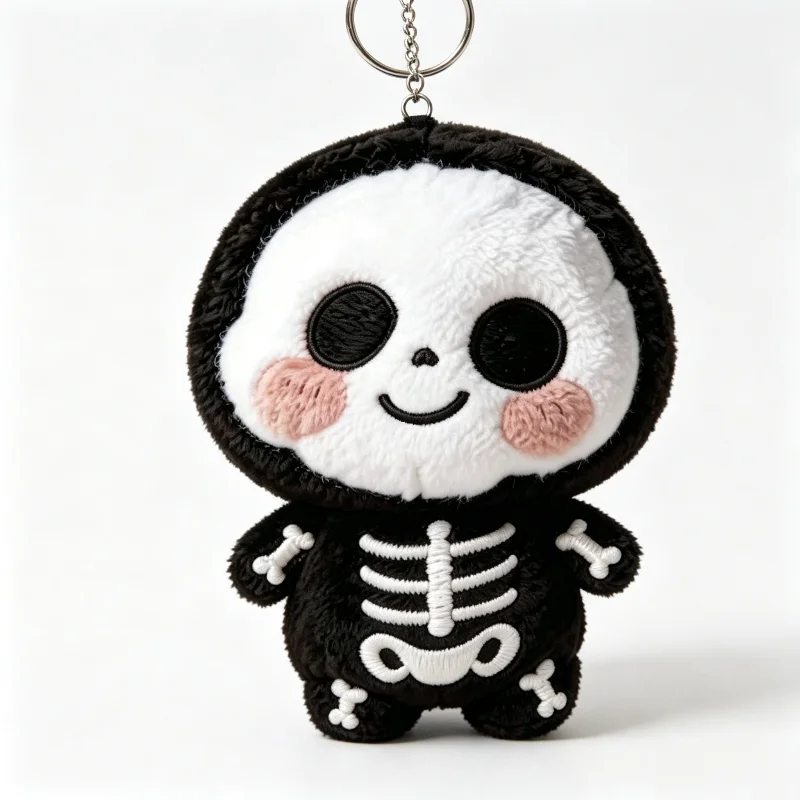 Skeleton Plush Keychain Cute Skeleton Plush Pendant Soft Stuffed Doll Keyring For Backpack Halloween Decor Funny Gift For Teens