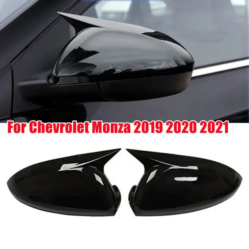 For 2019 2020 2021 Chevrolet Monza Glossy Black OX Horn Door Side Mirror Cover