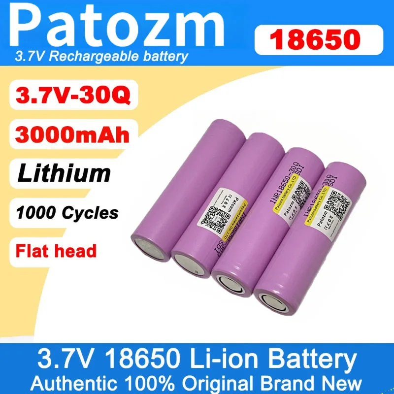 30Q 18650 البطارية الأصلية 3000mAh 3.7V قابلة للشحن ليثيوم أيون لمصباح يدوي كاميرا المصباح المحمولة المتكلم أدوات كهربائية