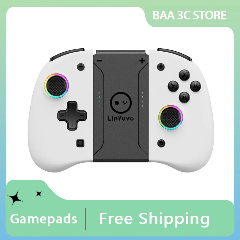 

Linyuvo Switch Joy Con Wireless Bluetooth Gamepad RGB Light for Switch Transparent Metal Joystick Portable Game Joypad