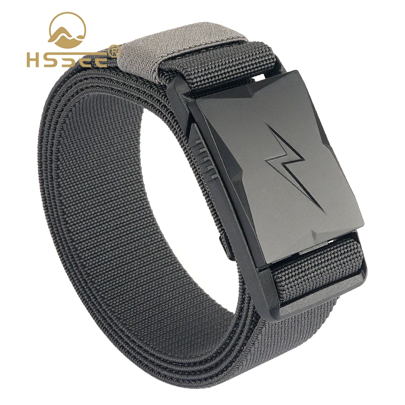 HSSEE Original Brand 2022 Men's Elastic Belt Hard PC Magnetic Buckle Quick Release Military Tactical Girdle Fishing Belt Male