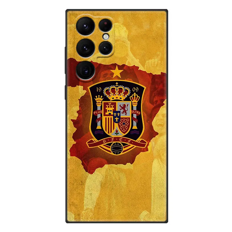 Spain flag Phone Case For Samsung Galaxy S23 S22 S21 Ultra S20 FE 5G S10E S10 Lite S9 S8 Plus S7 Edge Black Cover