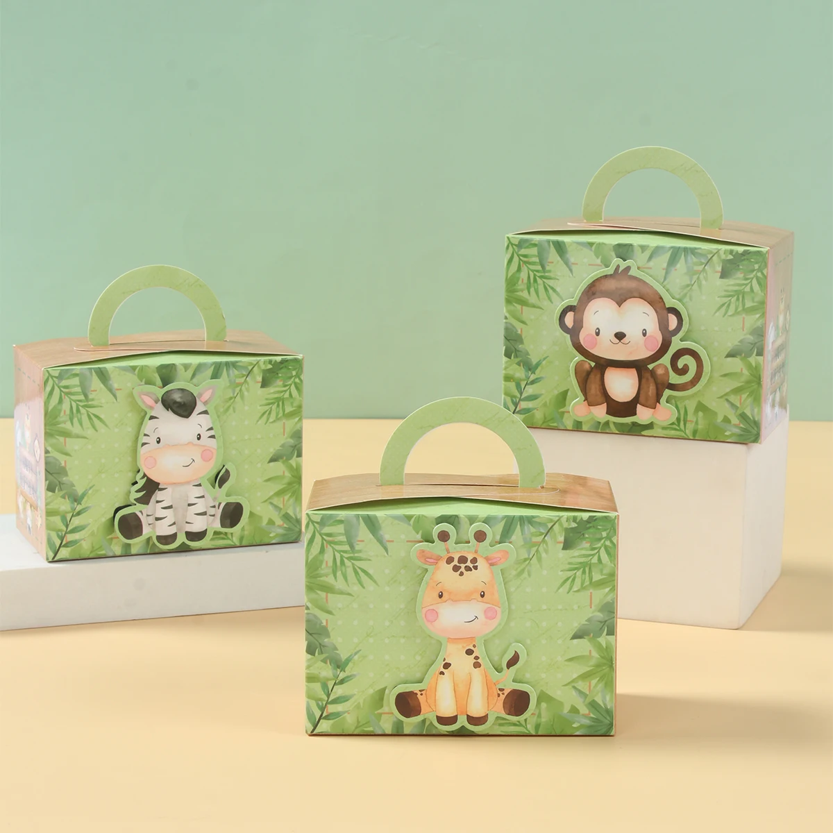 Jungle Animal Candy Boxes Jungle Safari Birthday Party Decoration Kids Gift Packaging Box Boy Baby Shower Birthday Party Supplie