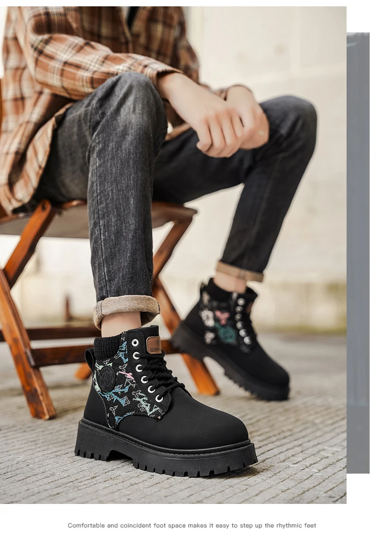 Herrenstiefel, klassische Alltagsschuhe für alle Jahreszeiten, mit breiter Zehenpartie, weiche Sohle, rutschfest, atmungsaktiv, vielseitig einsetzbar, hoher Schaft, bequeme Outdoor-Arbeitsstiefel. – Detail 16