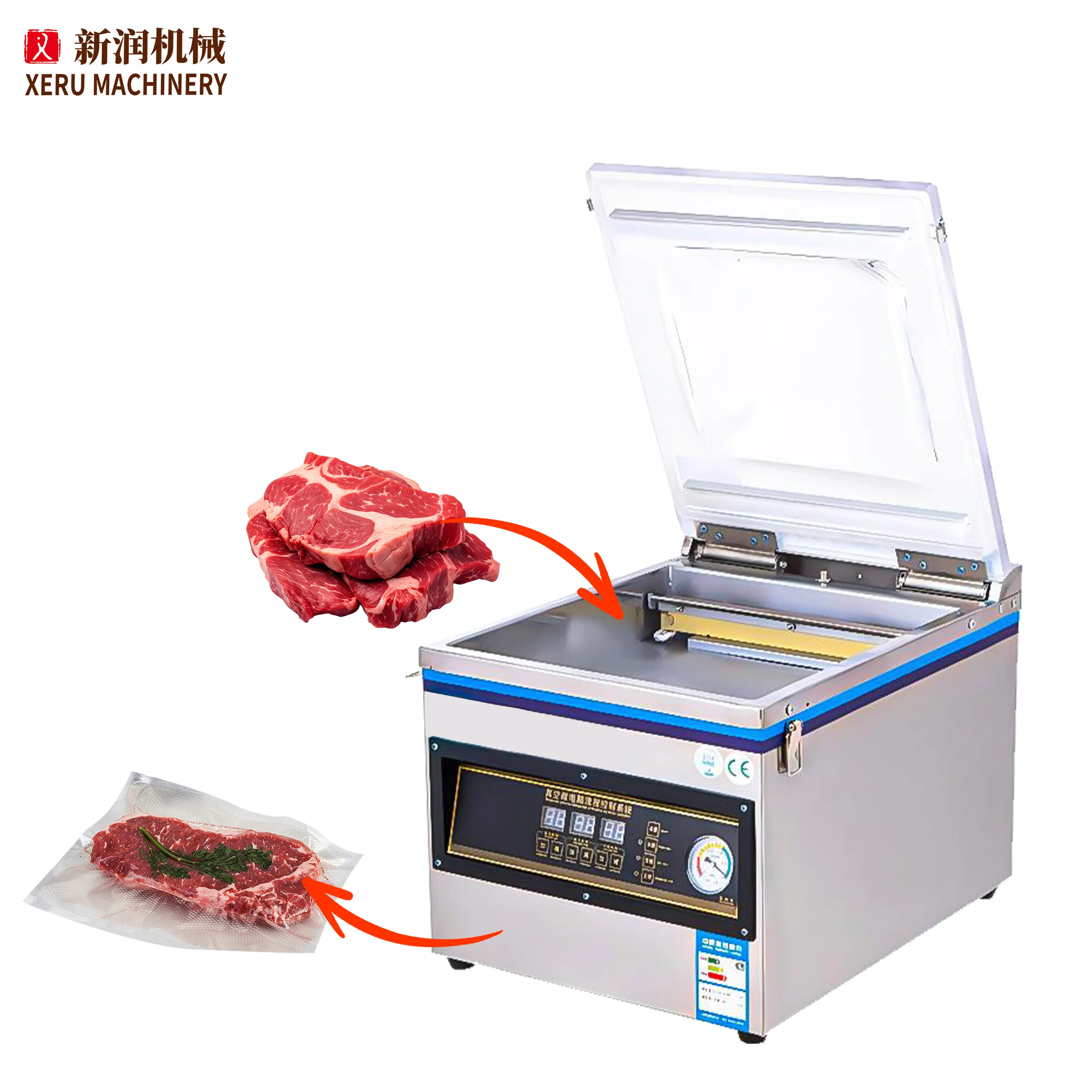 

Single Chamber Apparel Food Meat Commodity Chemical Vacuum Sealer Packing Machine