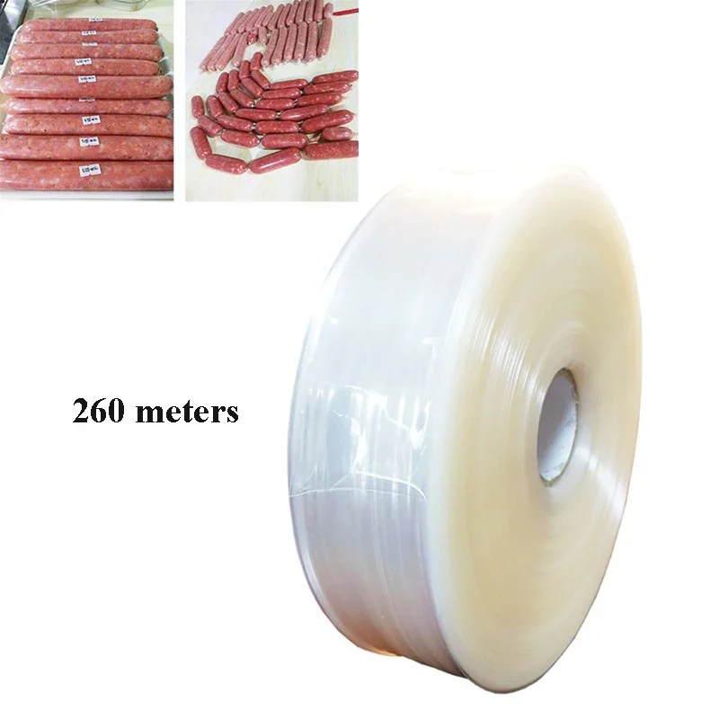 

260M Food Grade Transparent Sausage Casing Film Plastic Casing 50mm Homemade Hot Dog Sausage Banana Sausage Kitchen Accessoyies