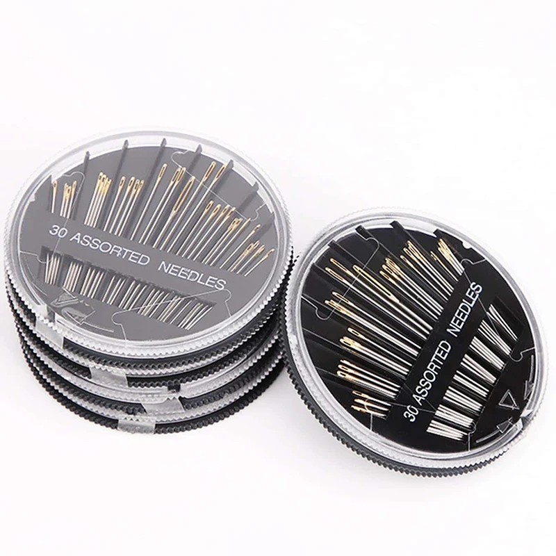 30pcs Sewing Needle Disc Box Handmade Black Needle Storage Box Household Steel Needles DIY Sewing Tool Set Accessories TMZ