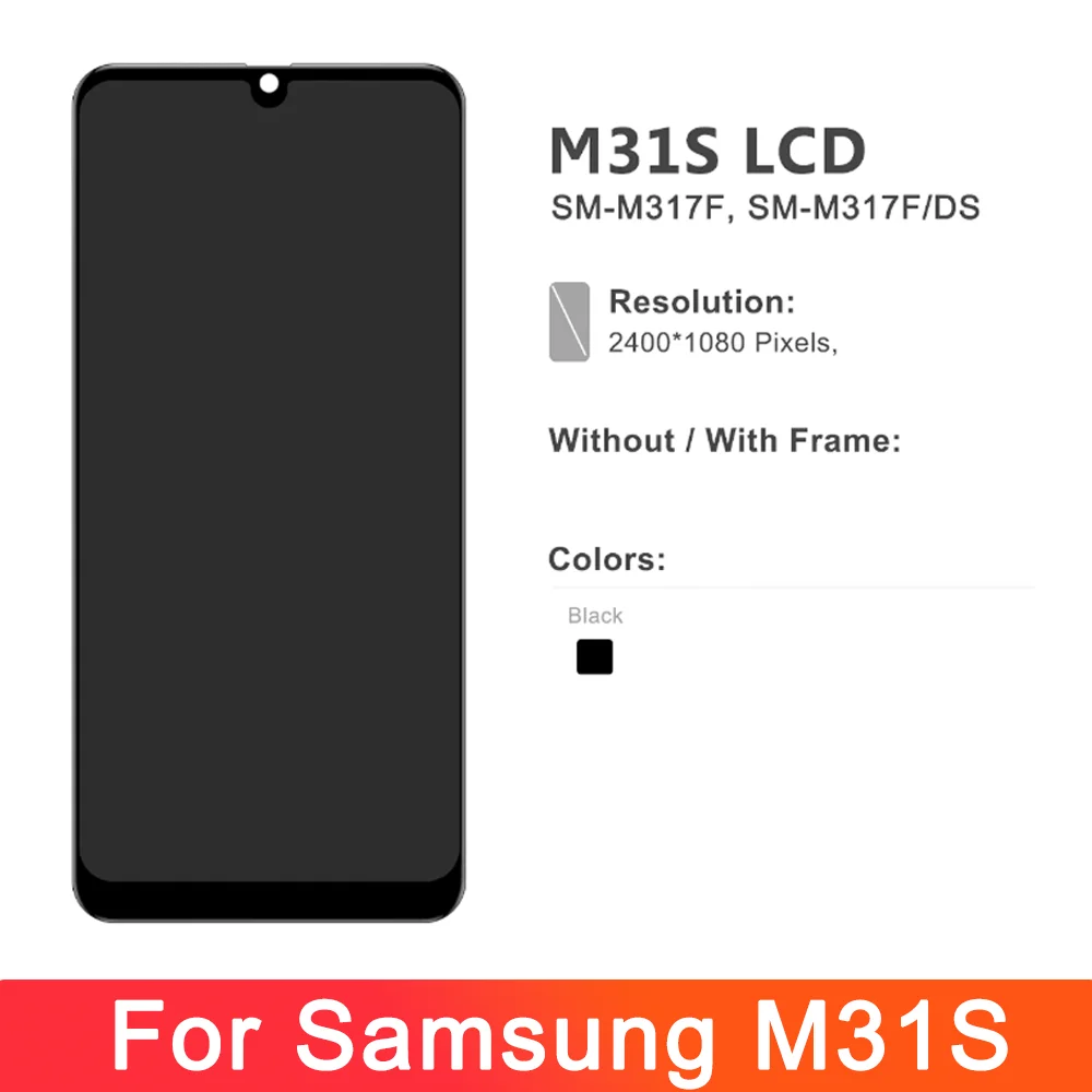 For OLED For Samsung M31S M317 Lcd Display Touch Screen+ frame Digitizer Assembly For Samsung M317F Display Screen