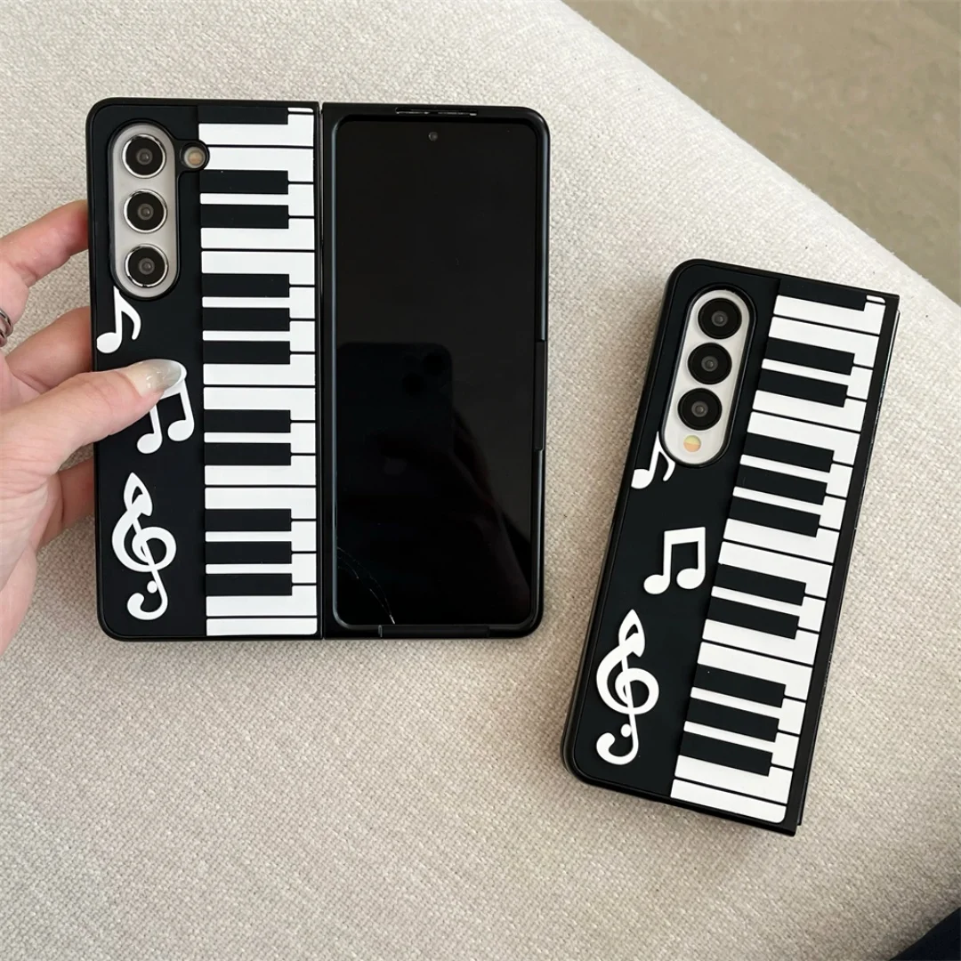 Chaves de piano legal silicone à prova de choque casos de telefone para sansung galaxy z flip 7 6 4 5 3 capa traseira para galaxy z fold 7 6 5 4 3 casos