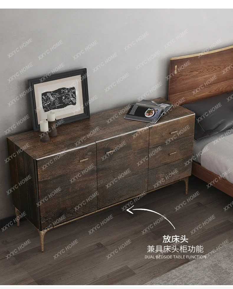 

YY furniture bedroom five buckets all solid wood balcony living room retro TV side cabinet