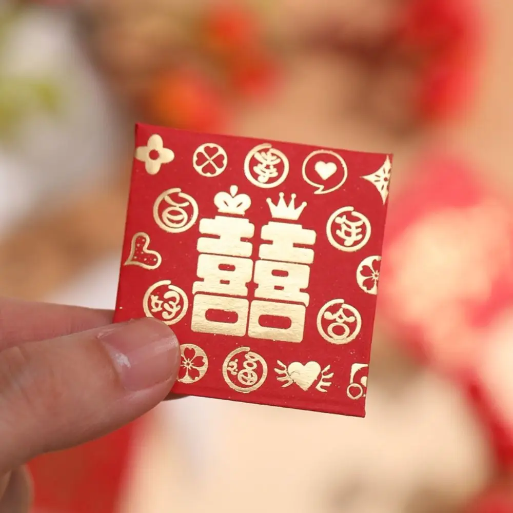 10PCS New Year Packet Mini Coin Money Pockets Best Wishes Small Size Red Envelope Dragon Pattern Blessing Bag Party Gifts