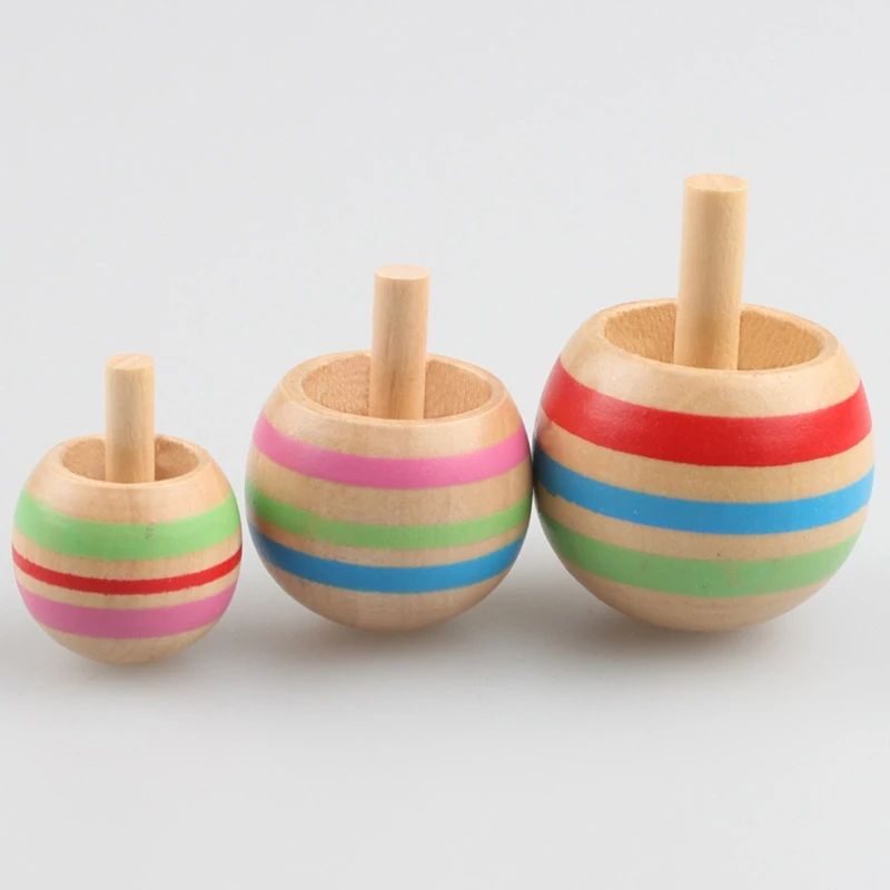 Mini toupie en bois, 6 pièces, Gyroscope à doigt nostalgique, cadeau fête pour enfants