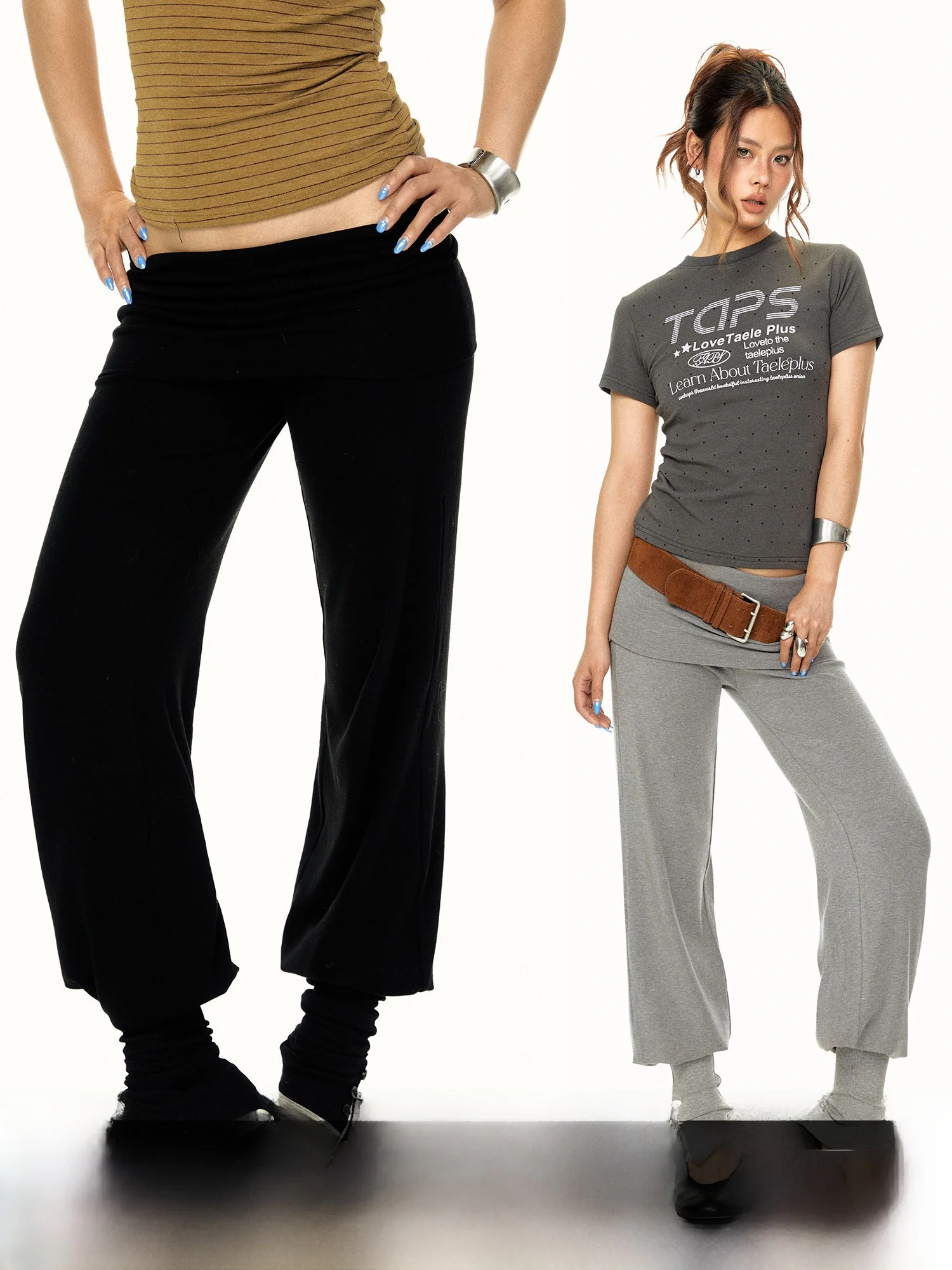 Blackbb Women's Summer Thin Hanging Sensation Slimming Sports Yoga Pants High Waist Vintage Glue Fiber Casual Trousers