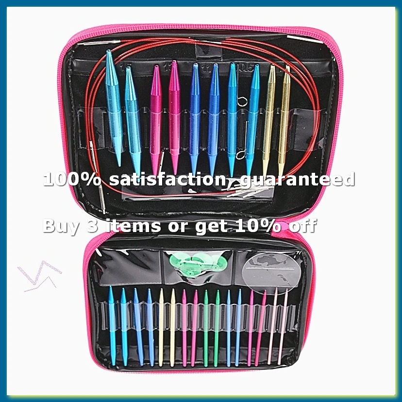 26 Pieces Aluminum Interchangeable Knitting Needle Set,13 Size