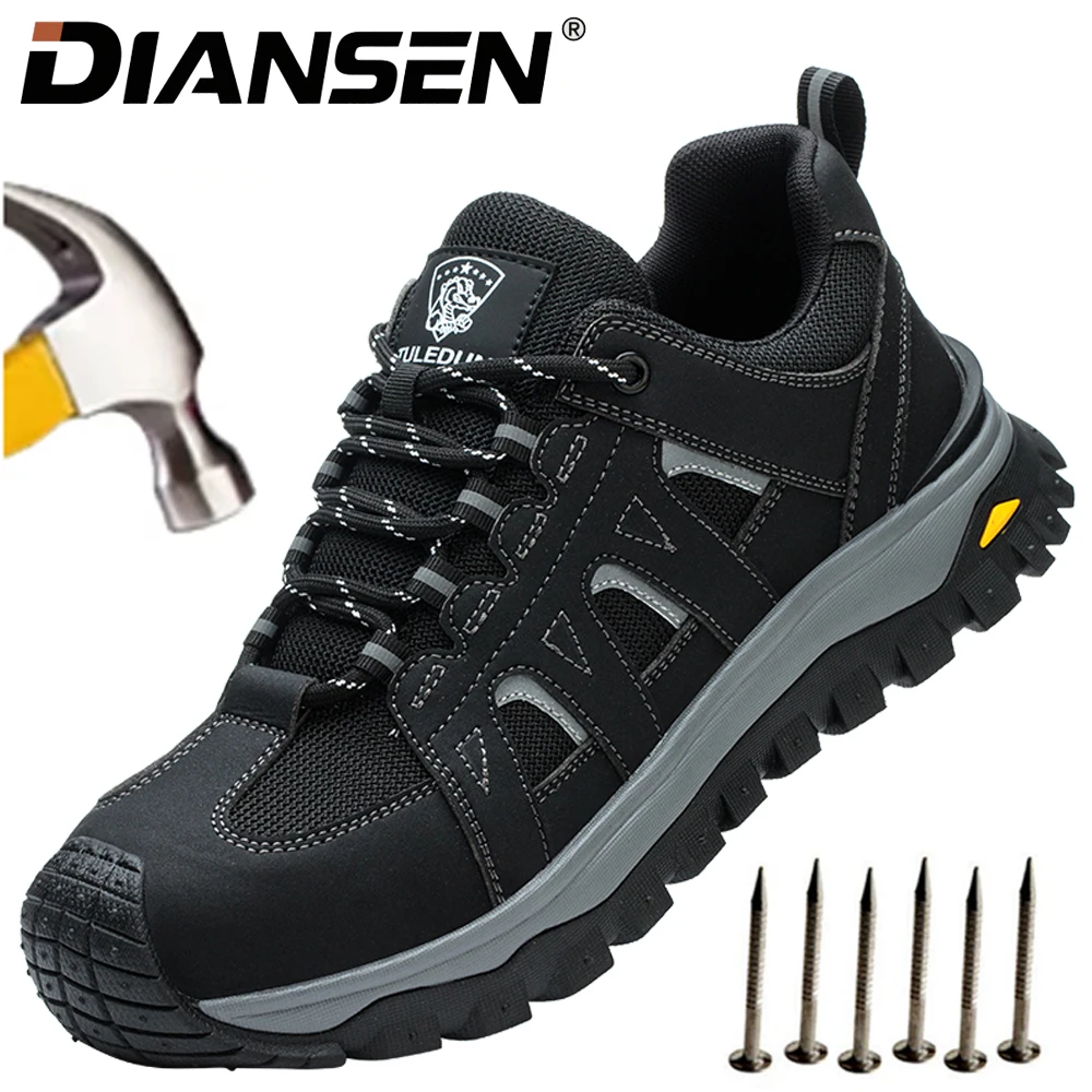 Breathable Safety Shoes Steel Toe Boots for Men Anti-Puncture Anti-smash Work Sneakers Adjustable Slip Resistant Work Shoes