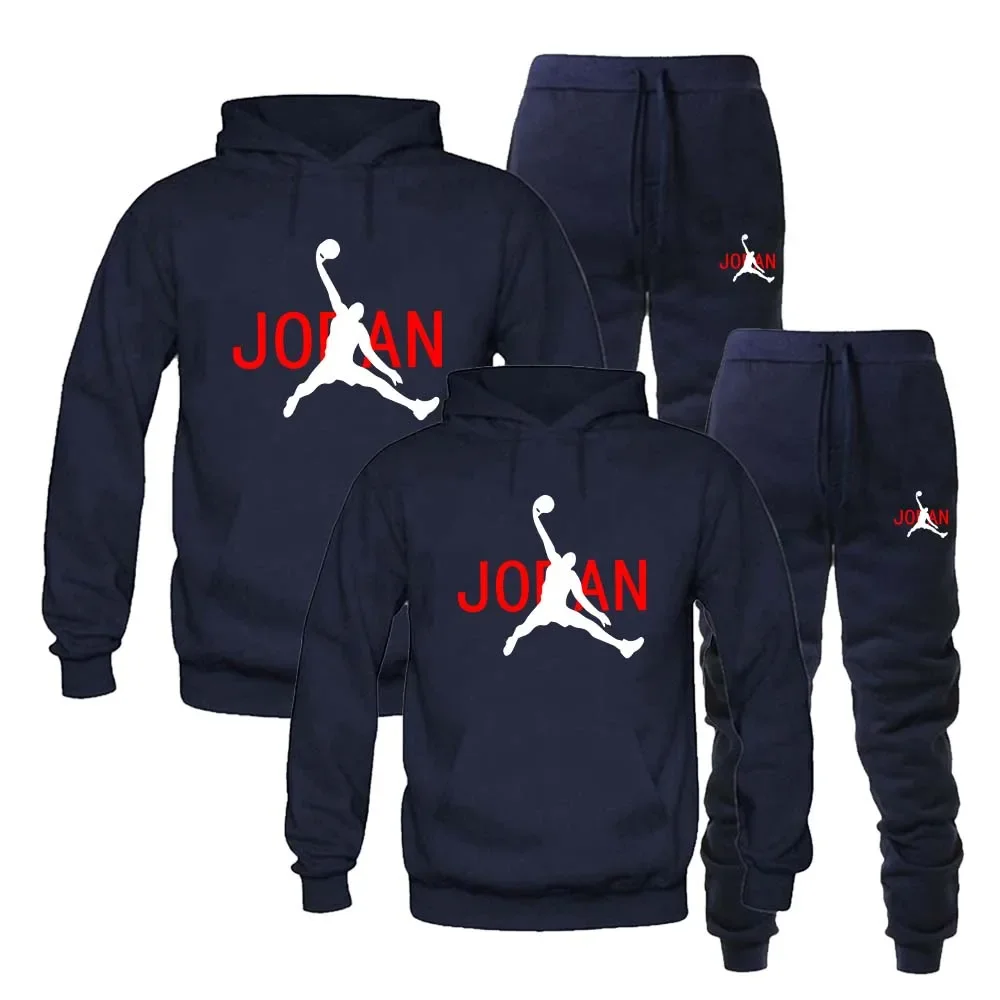 Men\'s Winter Couple Hoodie Sets Tracksuit Sportswear New Men Sweatshirt and Sweatpant Suit Fashion Streetwear Pullover Clothes