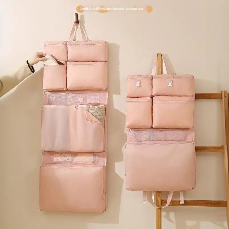 New！Portable Foldable Travel Hanging Storage Bag Multi Pocket Organizer For Clothes Accessories Space Saving Luggage