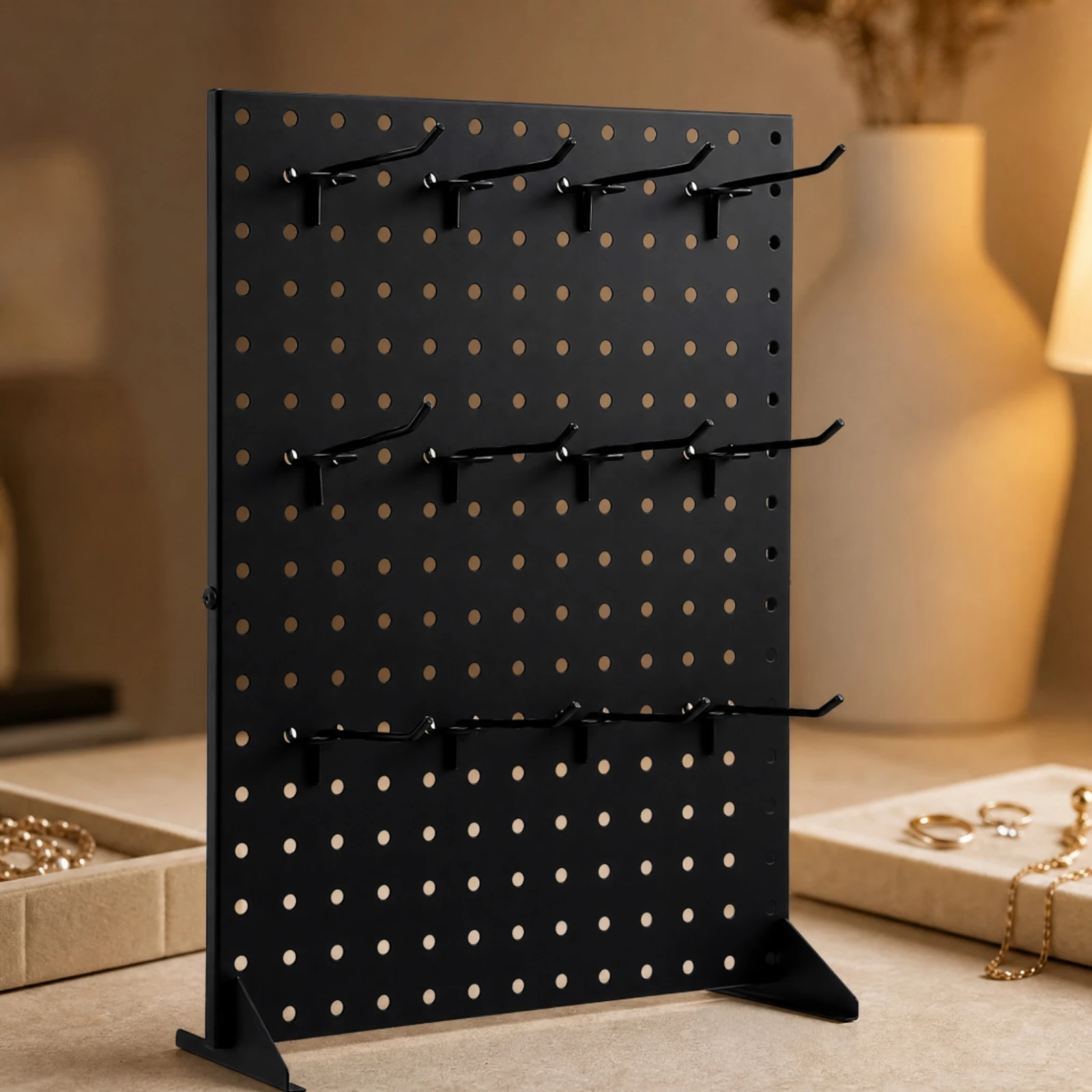 Freestanding Pegboard Jewelry Rack Stable Jewelry Display Rack with Hooks Long-Lasting Versatile for Retail Presentation Areas