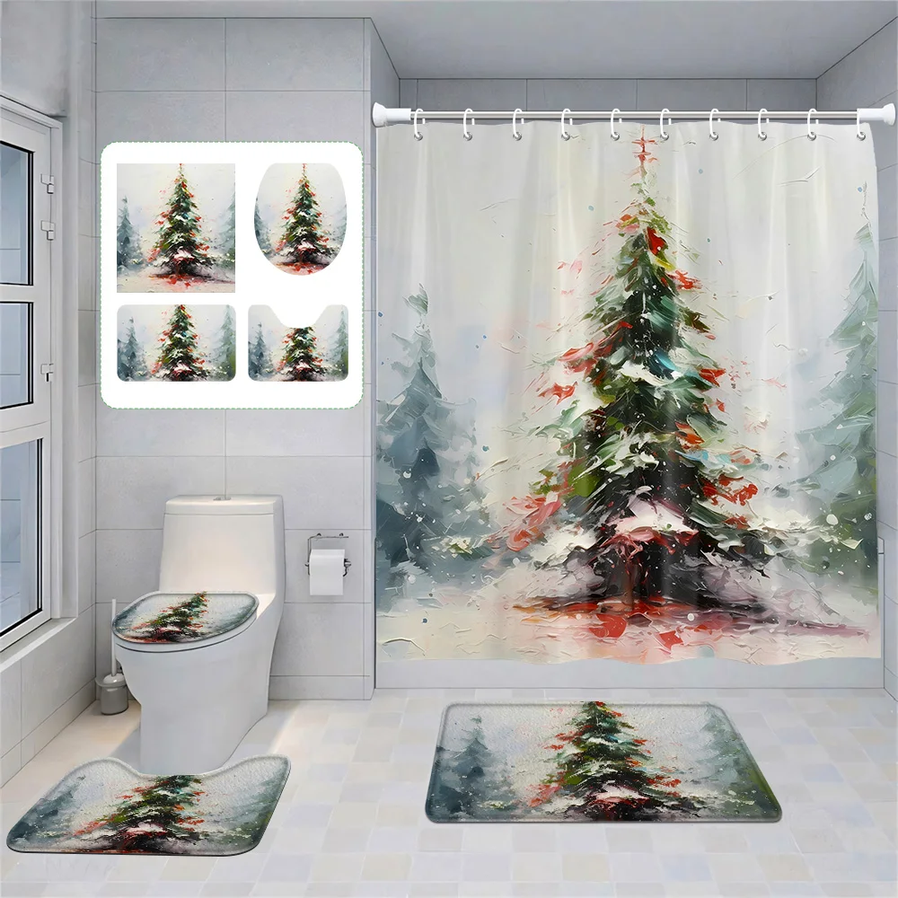 

Шторы для домашнего душа, декоративные водонепроницаемые тканевые Нескользящие коврики для ванной, абсорбирующие современные скандинавские занавески на Рождество