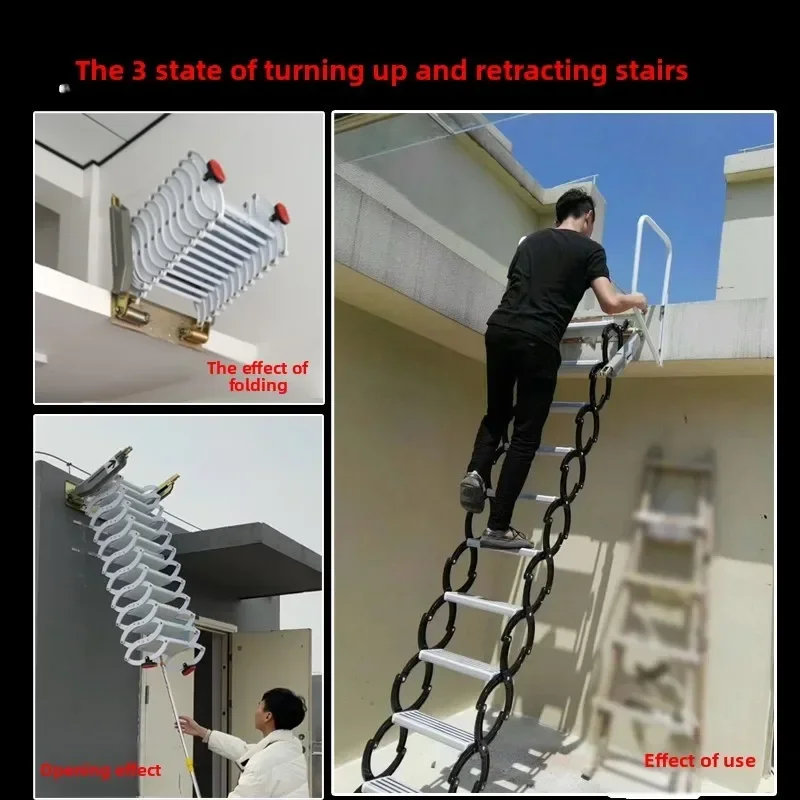 b11-7.1 wall-mounted loft telescopic staircase outdoor terrace jumping floor finished ladder