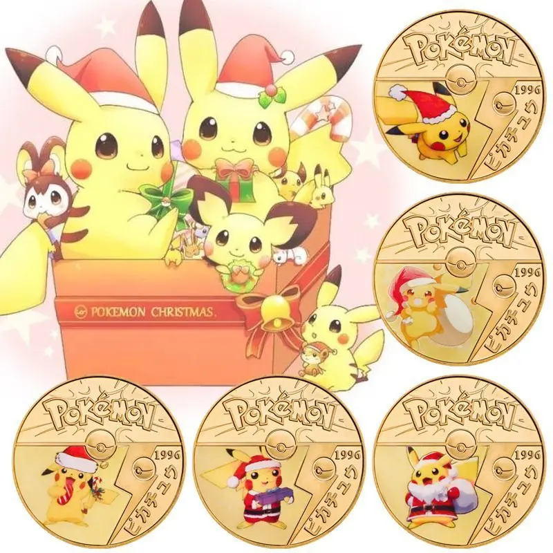 

2023 New Pikachu Peripheral Animation Christmas Gifts Commemorative Collection Birthday Gifts Collection Coins