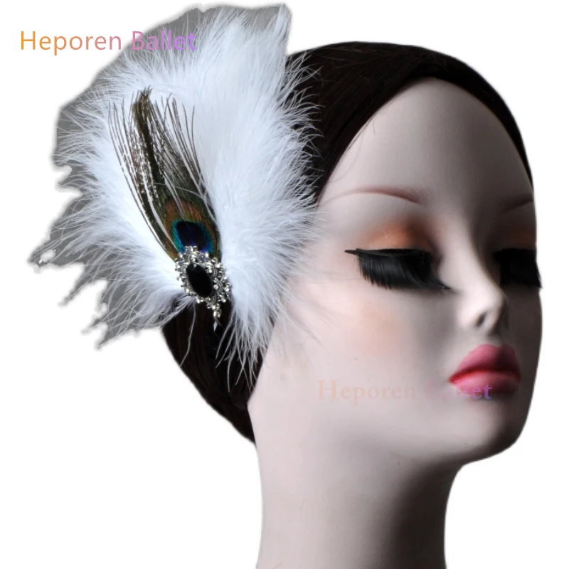 

New Hand Made Bride Or Princess Peacock Feather Headdress For Girls Dance Stage Show Or Ballet Show Princess Side Hairpin