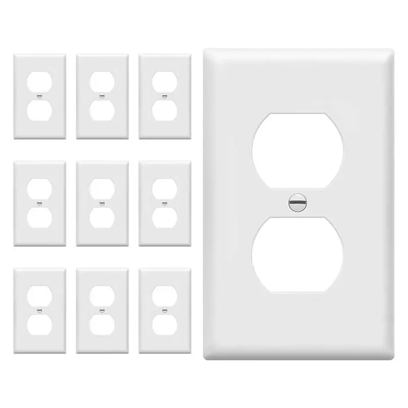AT21-10-Pack White Duplex Wall Plates - 1-Gang, Unbreakable Polycarbonate