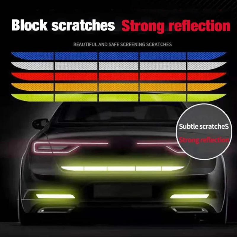 5Pcs/Set Car Sticker Warning Safety Tape Anti Collision Warning Reflective Strips For Automobile Trunk Car Exterior Accessorie