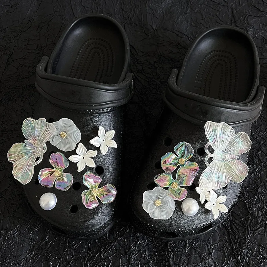 Fashion Tassel Flower Butterfly Pearl Shoe Buckle DIY Clog Charms Decorations Fashion Accessories for Sports Sandals Jelly Shoes