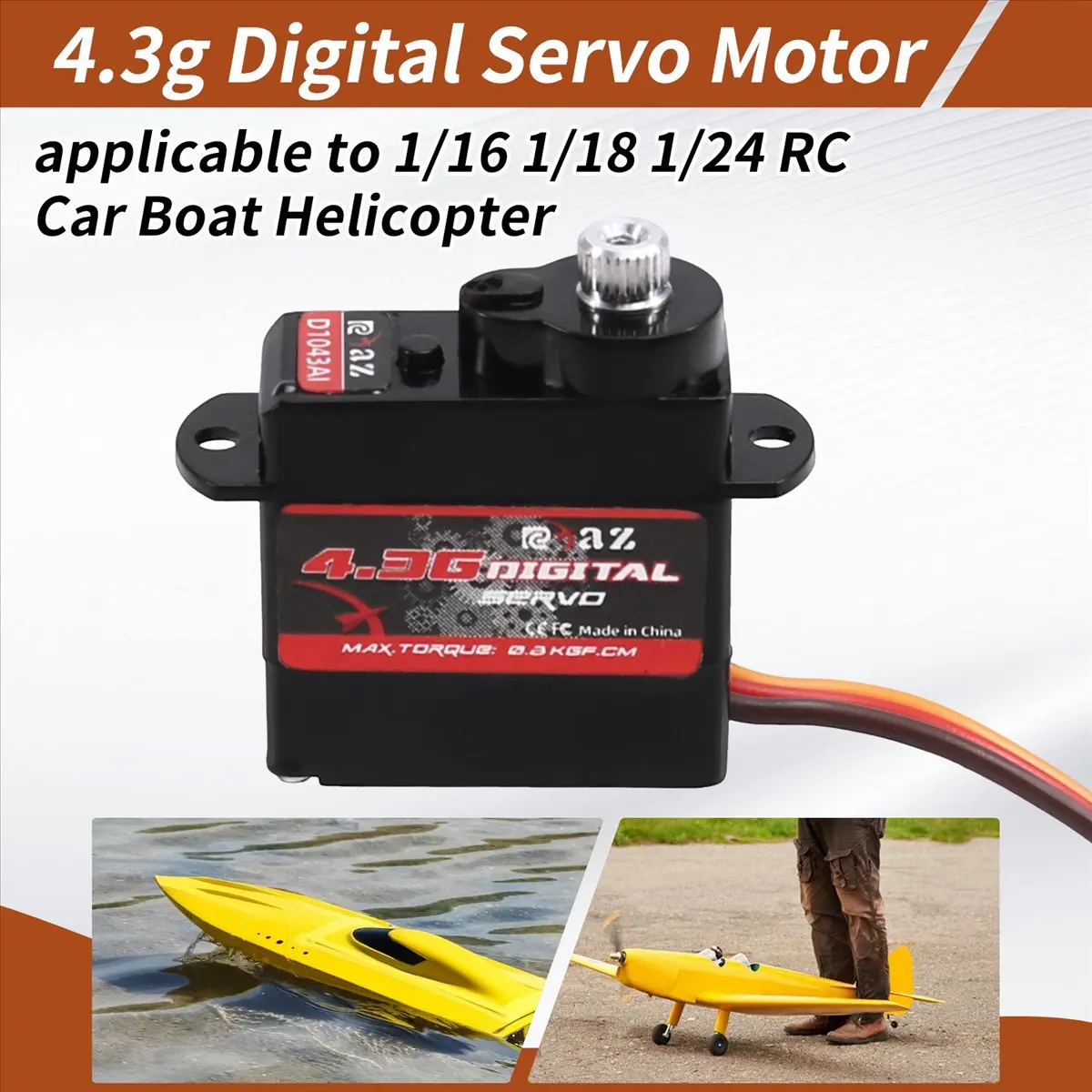 STOCK& 4.3g Digital Servo Motor High Speed Steering RC Servo Metal Gear Servo for 1/16 1/18 1/24 RC Car Boat Helicopter